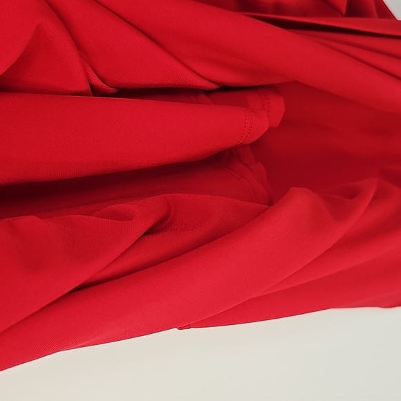 Express Vibrant Red TwistFront Vneck Maxi Dress wFront Slit Elegant Sexy Holiday - Picture 9 of 16